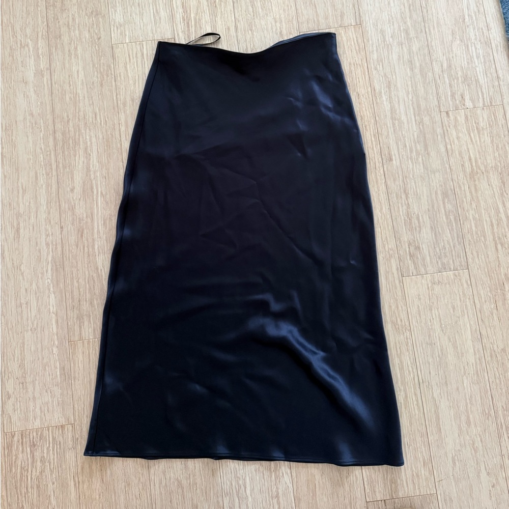 STAUD navy Satin Slip Skirt